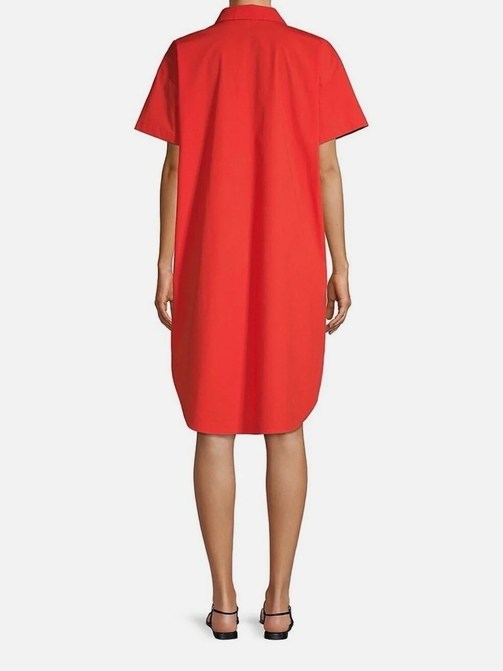 Eileen Fisher Geranium Poplin Shirt Dress Orange Short Sleeve 3x